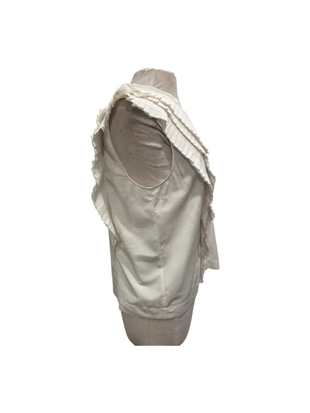 Maeve by Anthropologie White Pleated Ruffle Sleeveless Blouse Top Medium Romanti - Picture 5 of 9